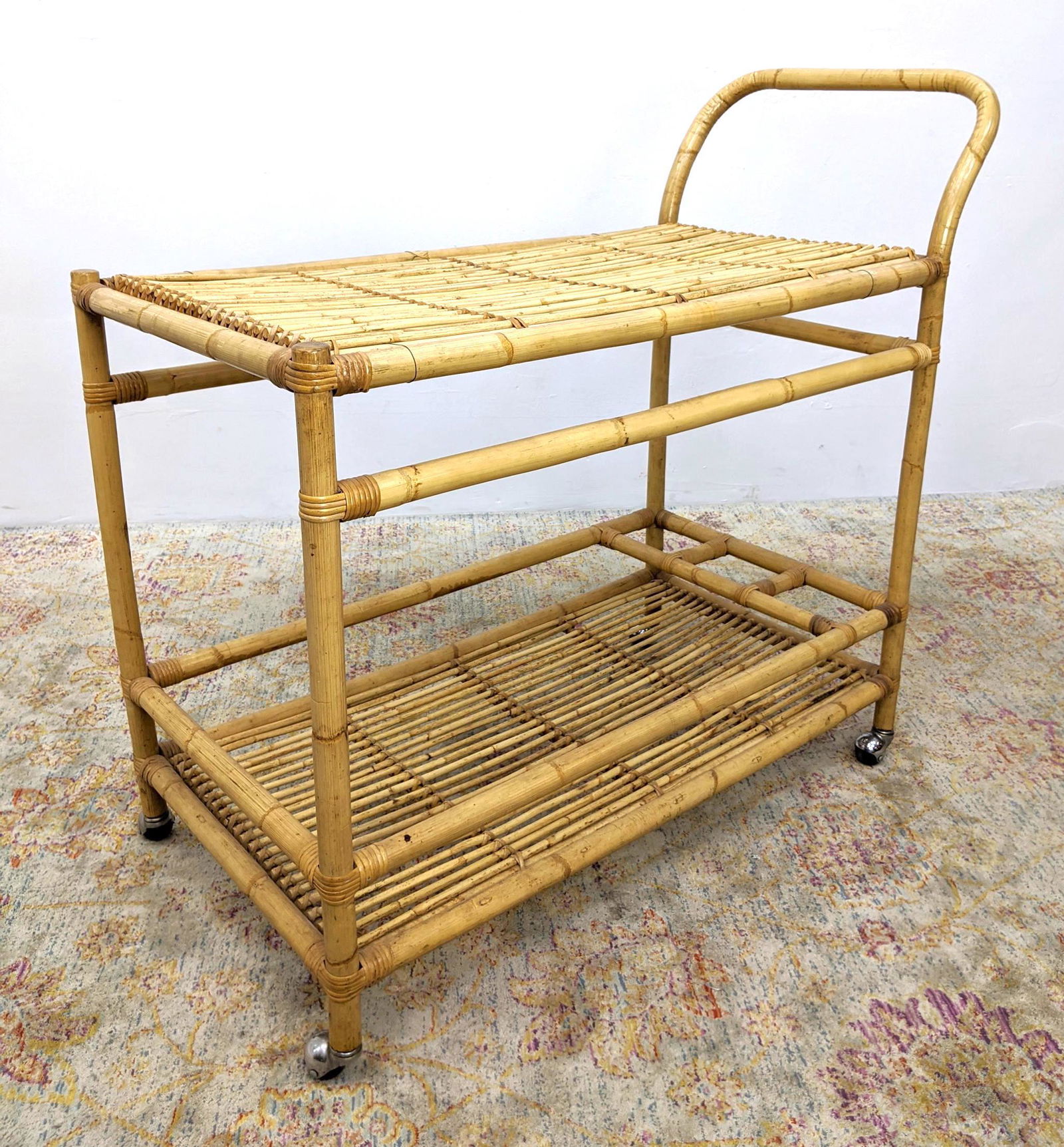 Rattan and Bamboo Rolling Serving Bar Cart (1 of 12)