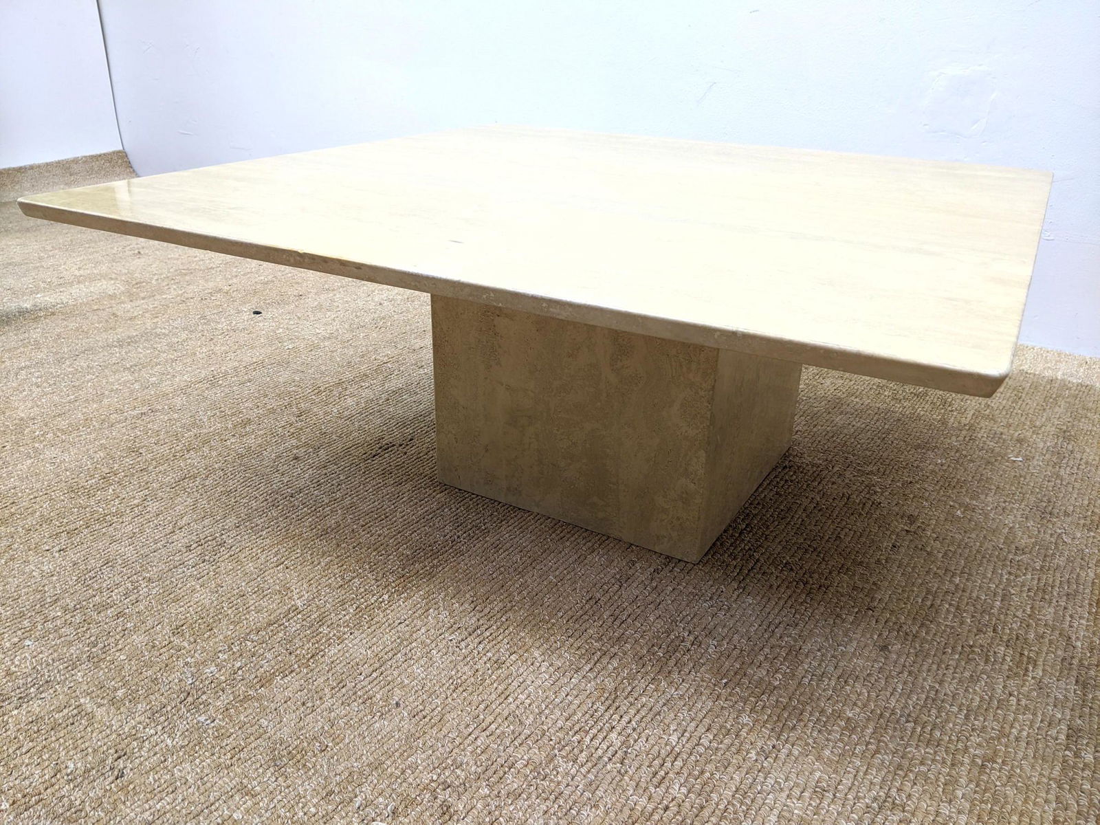 Travertine Marble Modernist Pedestal Base Coffee Table. (1 of 8)