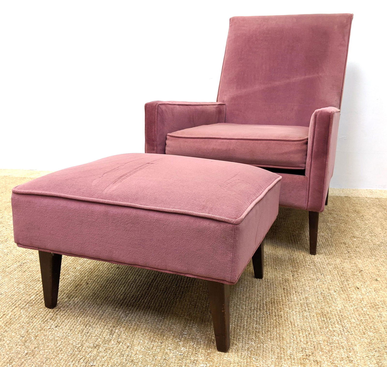 Upholstered Modernist Lounge Chair and Ottoman. Warm  r (1 of 14)