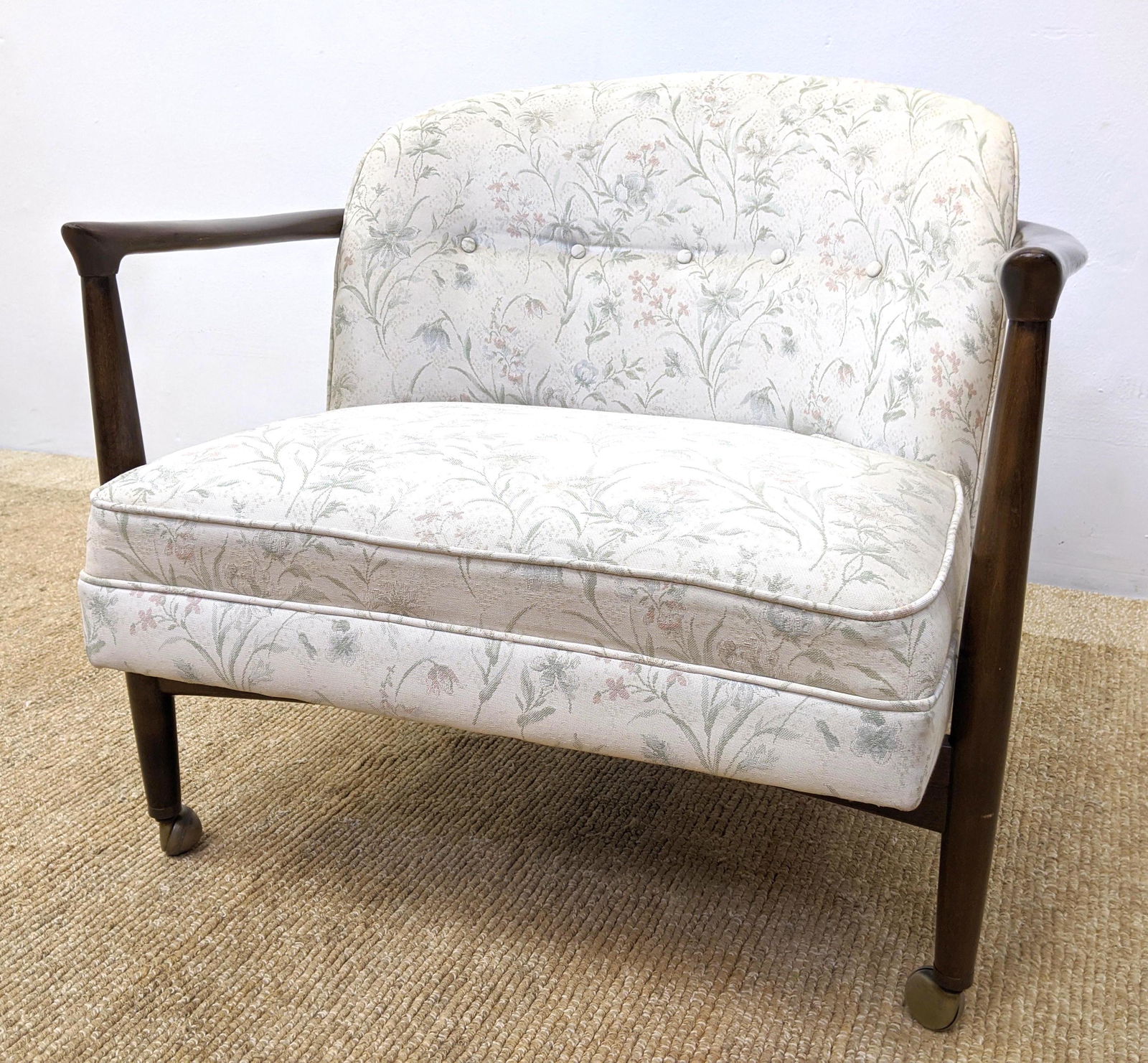 SELIG Danish Modern Open Arm Lounge Chair. Wood Frame w (1 of 12)