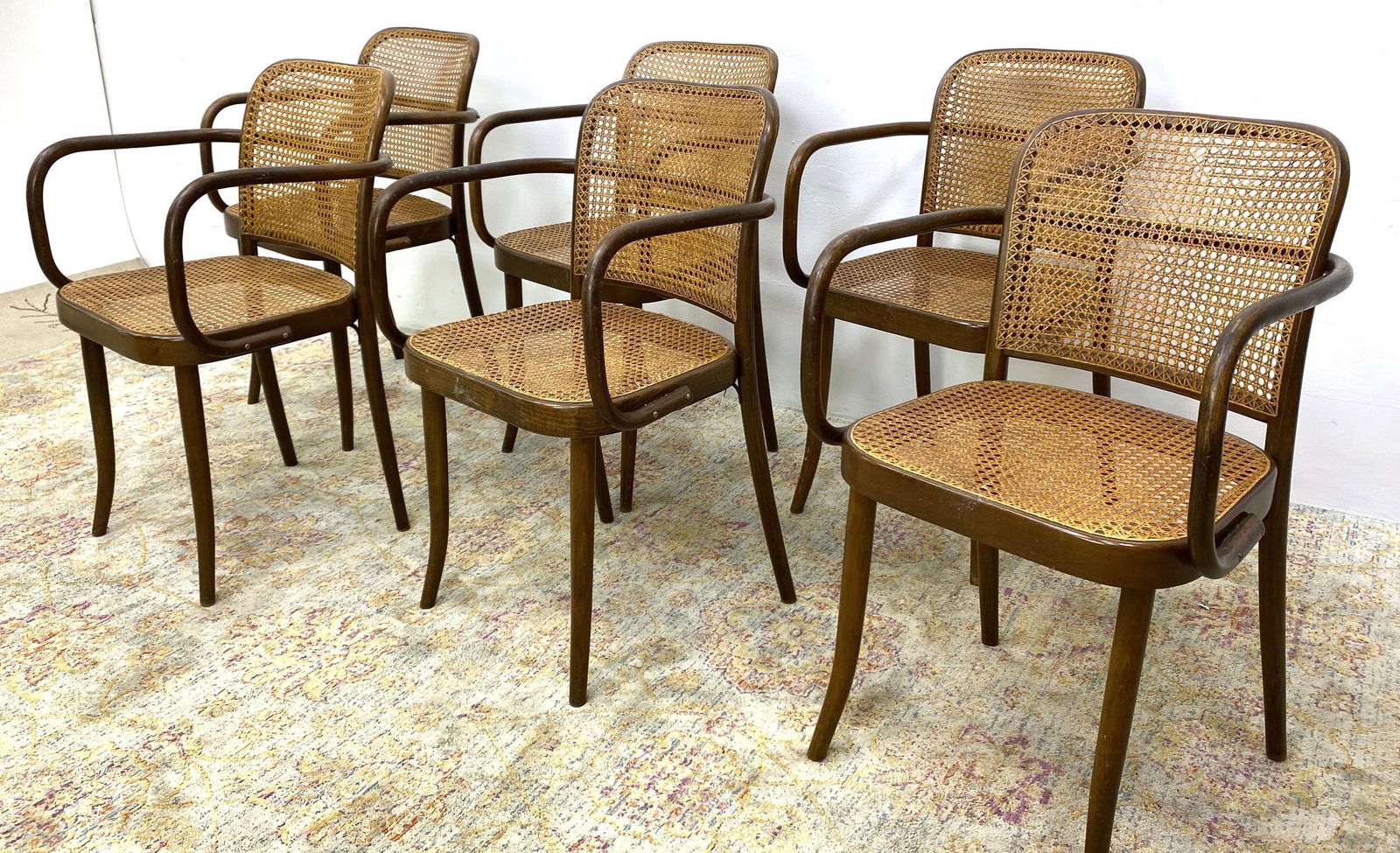 Set 6 Bentwood Frame Dining Arm Chairs. Stendig (1 of 20)