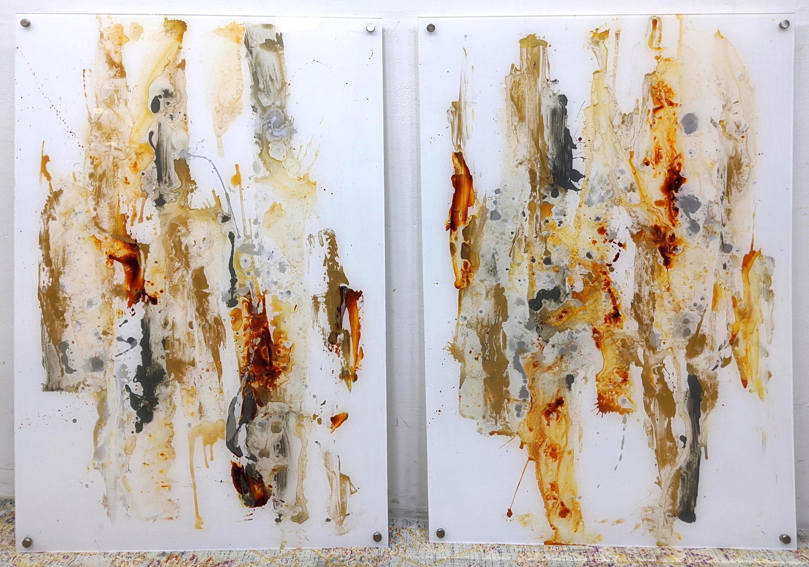Two Lucite acrylic panels with abstract modernist drip (1 of 6)