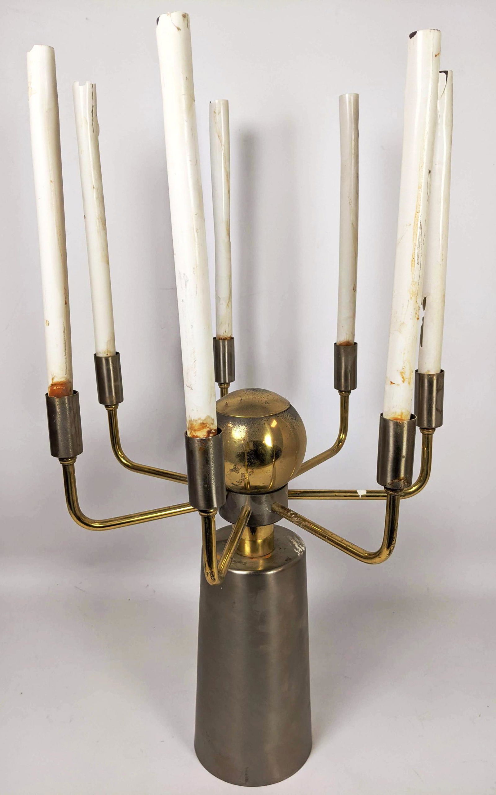 Parzinger style Candle form Wall sconce light. Stainles (1 of 9)