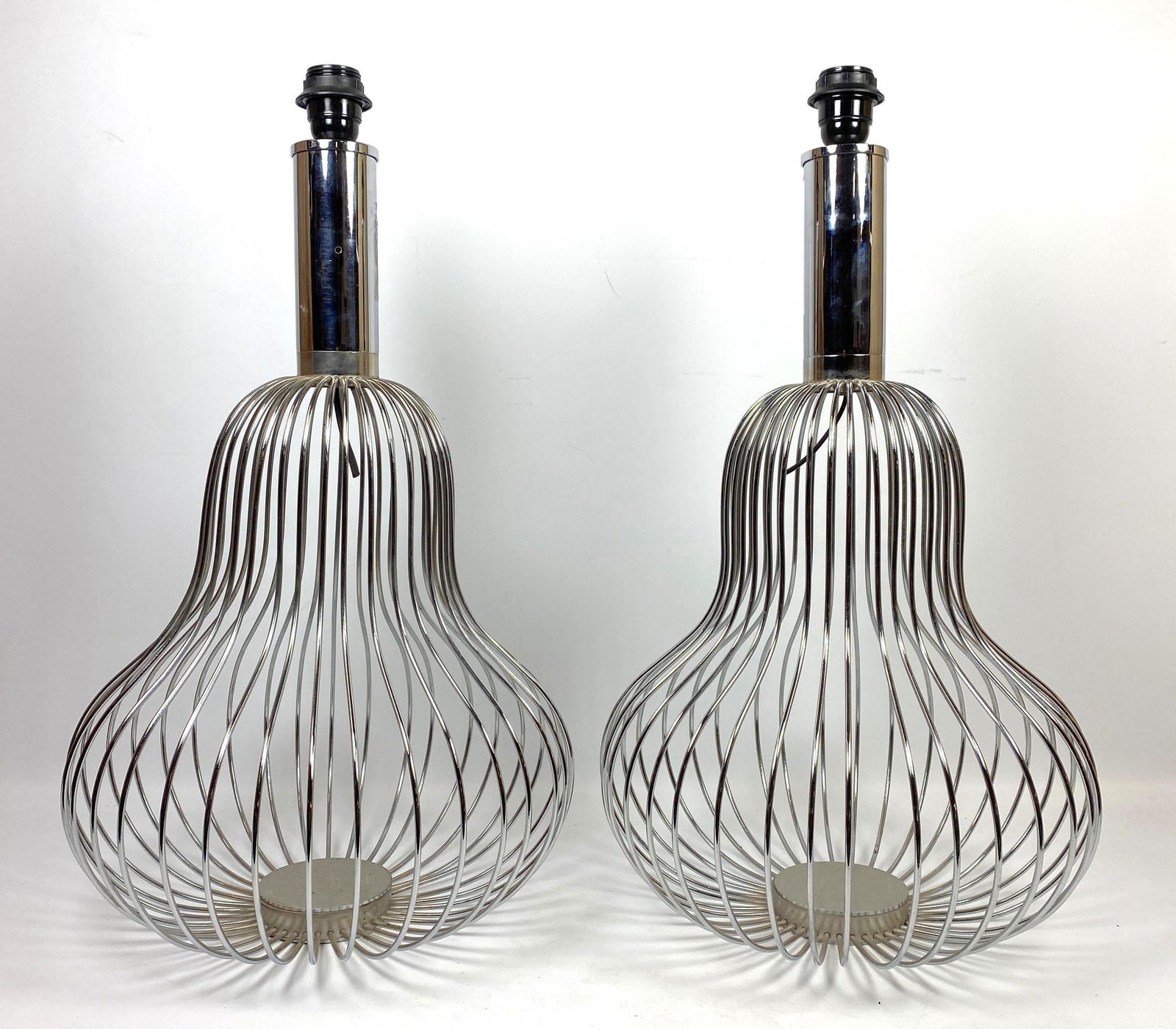 Pair Modernist Decorator Cage Form Table Lamps. Melon f (1 of 12)