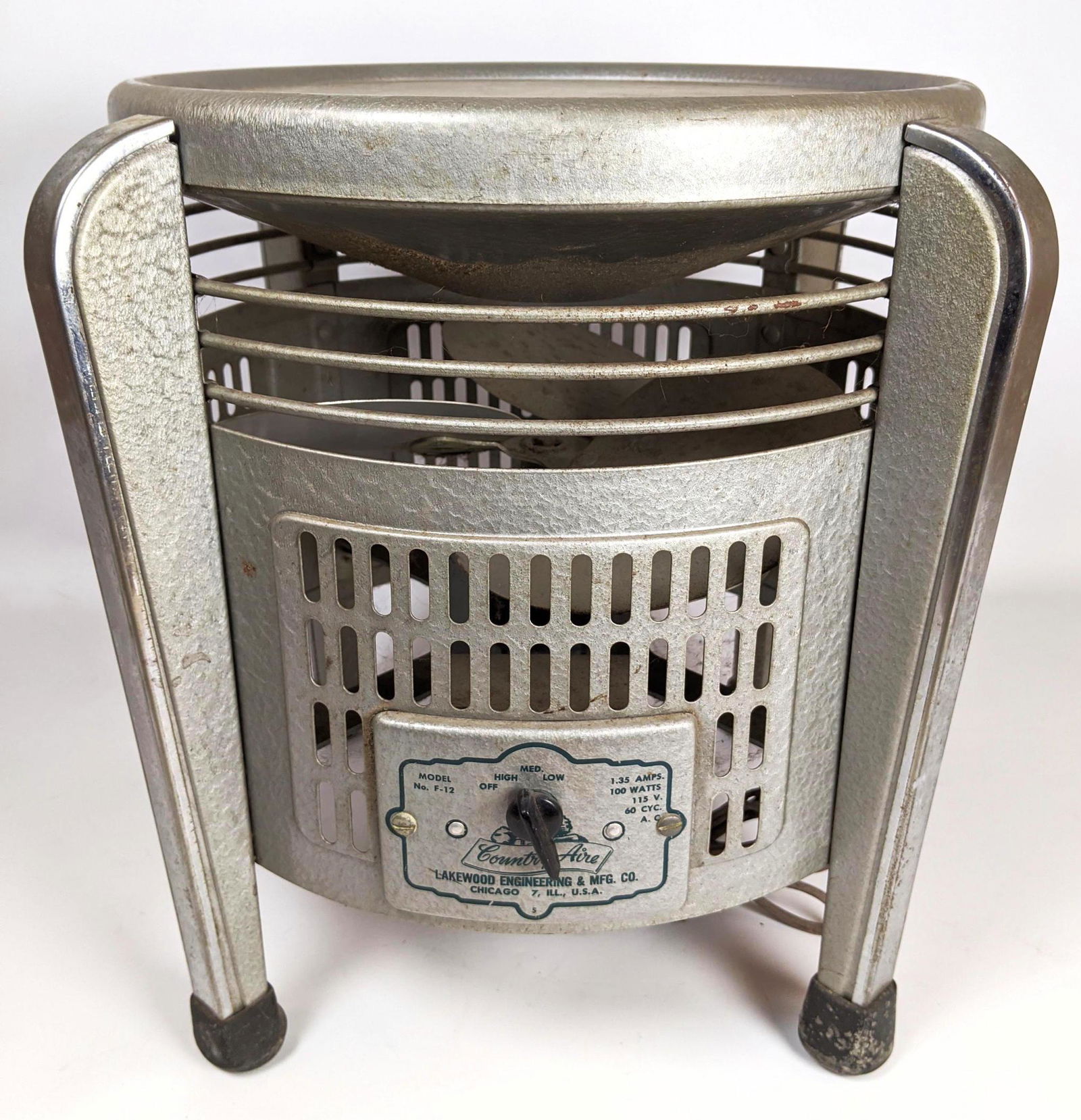 COUNTRY-AIRE Modernist Floor Model Fan. Silver enameled (1 of 8)