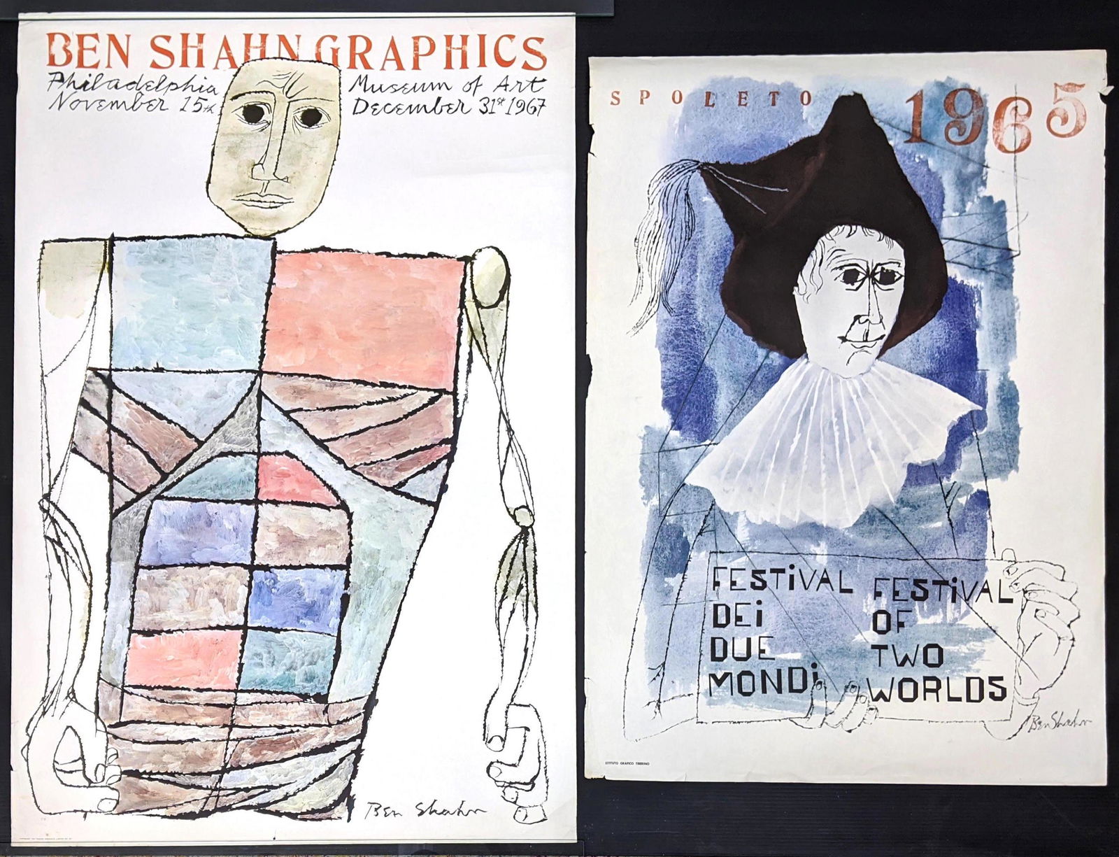 2pcs BEN SHAHN Poster Prints. Art shows.  1965 and 1967 (1 of 18)
