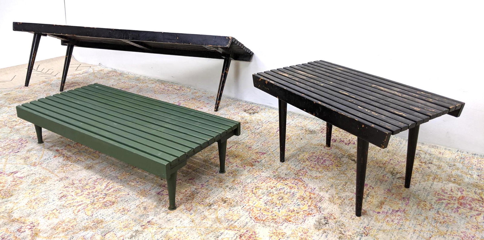 3pc Slat Bench Table Parts.: 3pc Slat Bench Table Parts. -- Dimensions: H: 16 inches: W: 60 inches: D: 18 inches ---