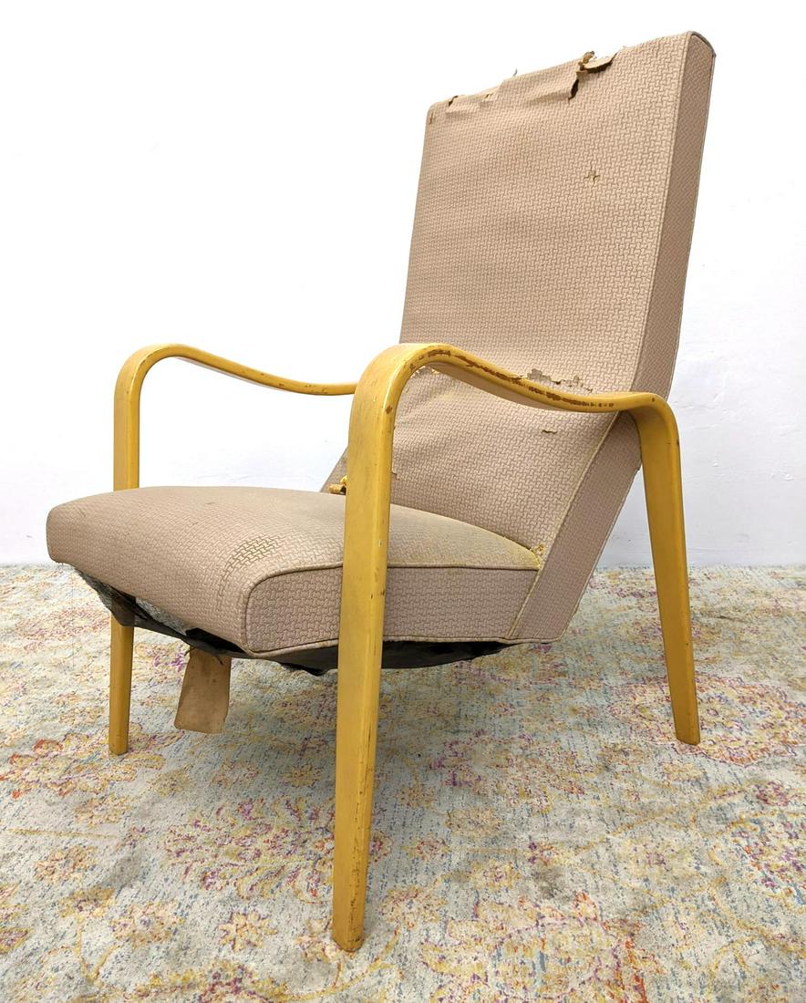 THONET Blond Laminated Wood Frame Lounge Chair. Label (1 of 11)