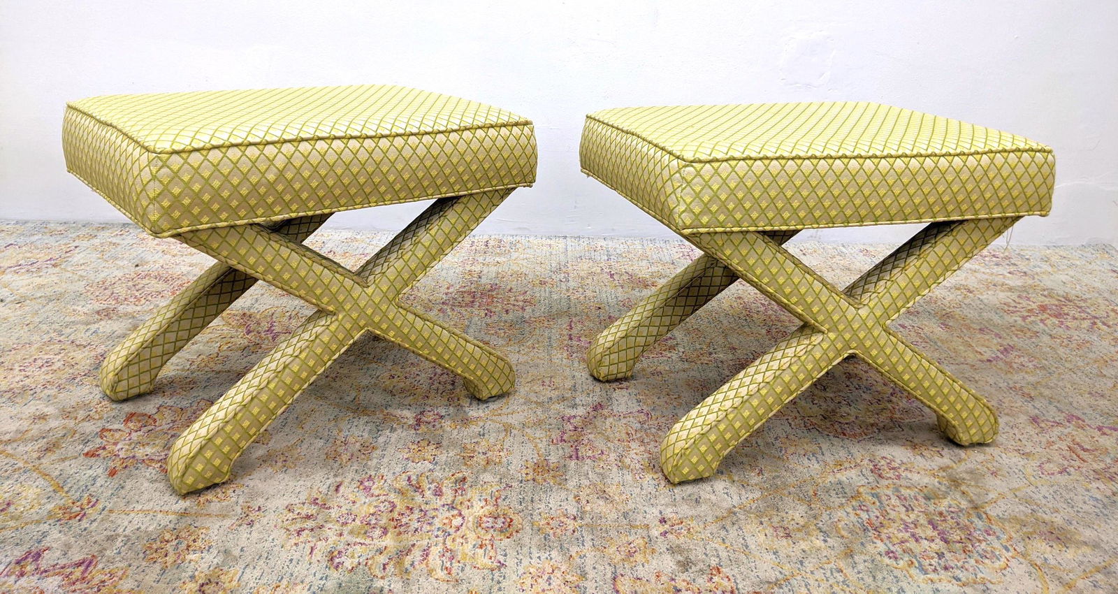 Pr Billy Baldwin Upholstered Benches Stools. Diamond Pa (1 of 10)