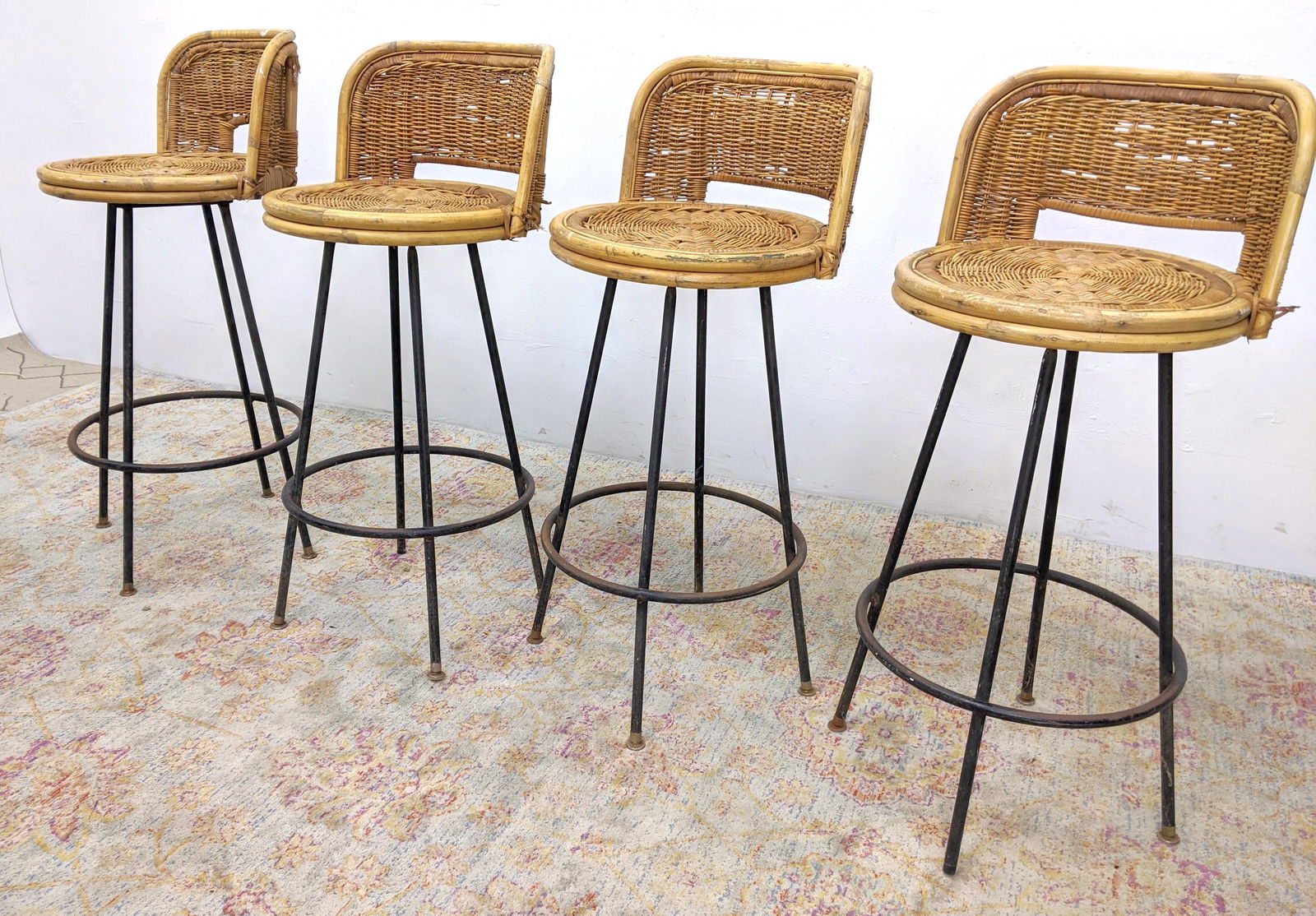 Wicker Rattan and Bamboo Bar Stools. (1 of 13)