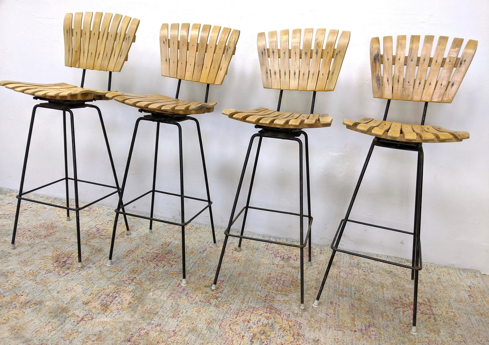 Arthur Umanoff Style Bar Stools. Slatted. (1 of 10)