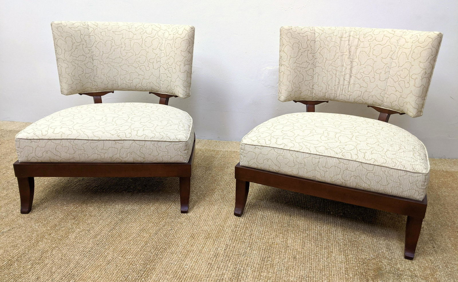 Pair BAKER Lounge Chairs.  Wide seats with curved backs (1 of 10)