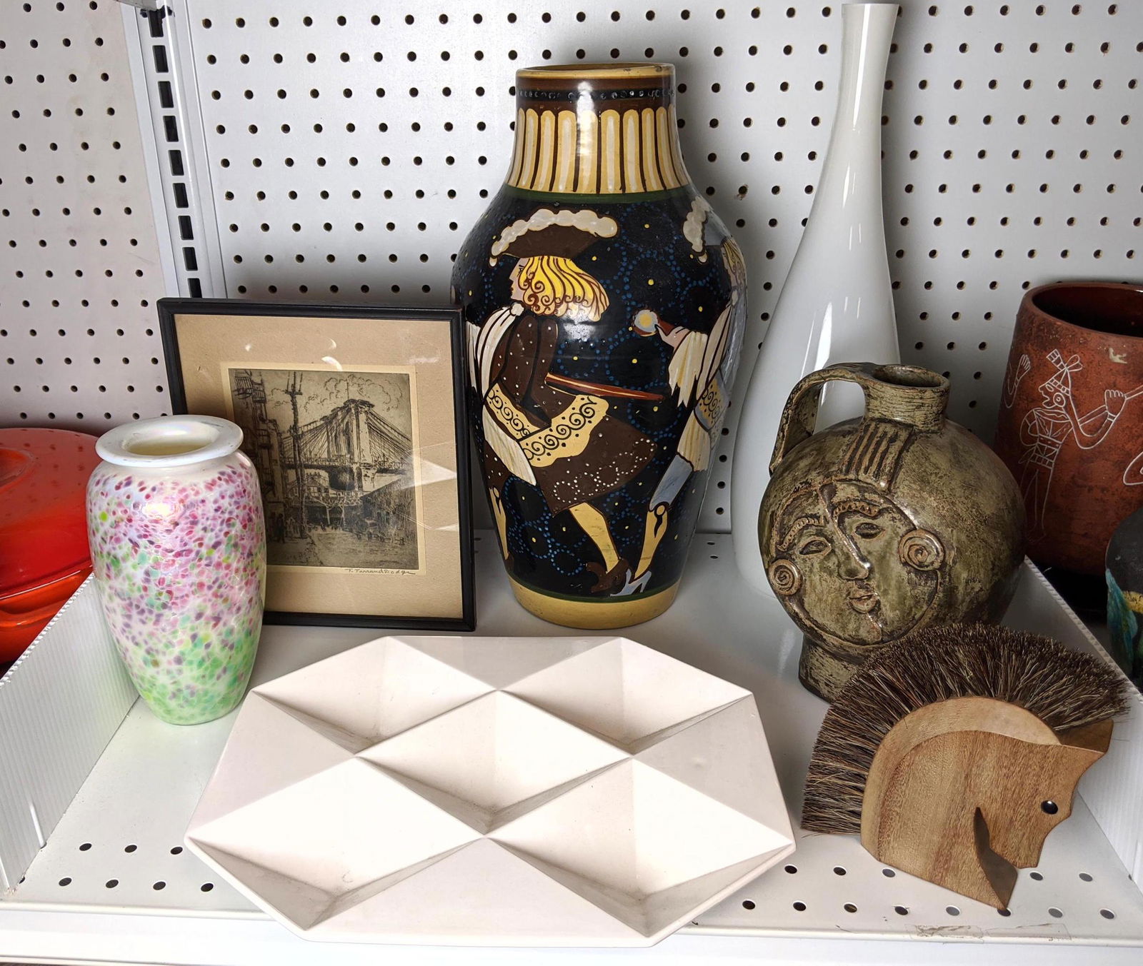 Mixed Pottery and Glass Lot.  Signed art glass, Origami (1 of 20)