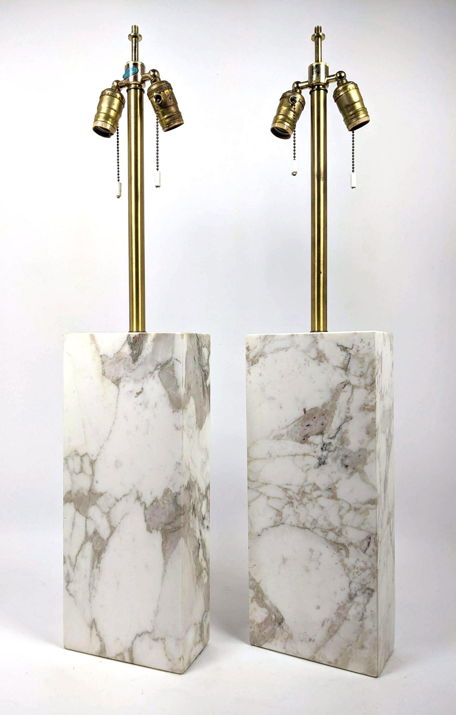 Pr Walter Nessen style Marble Column Table Lamps. Recta (1 of 16)