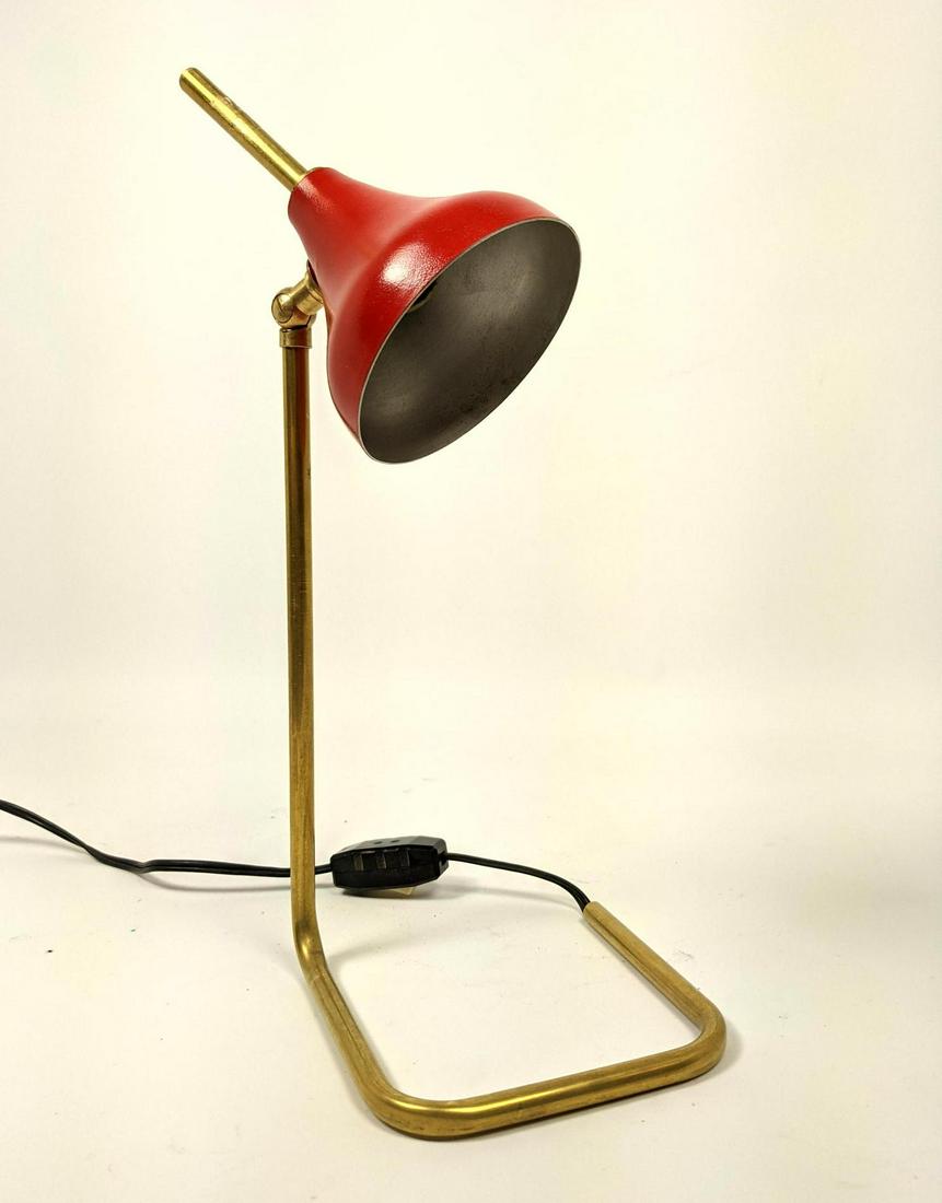 Italian Stilnovo Attributed Table Task Lamp. Red shade. (1 of 9)