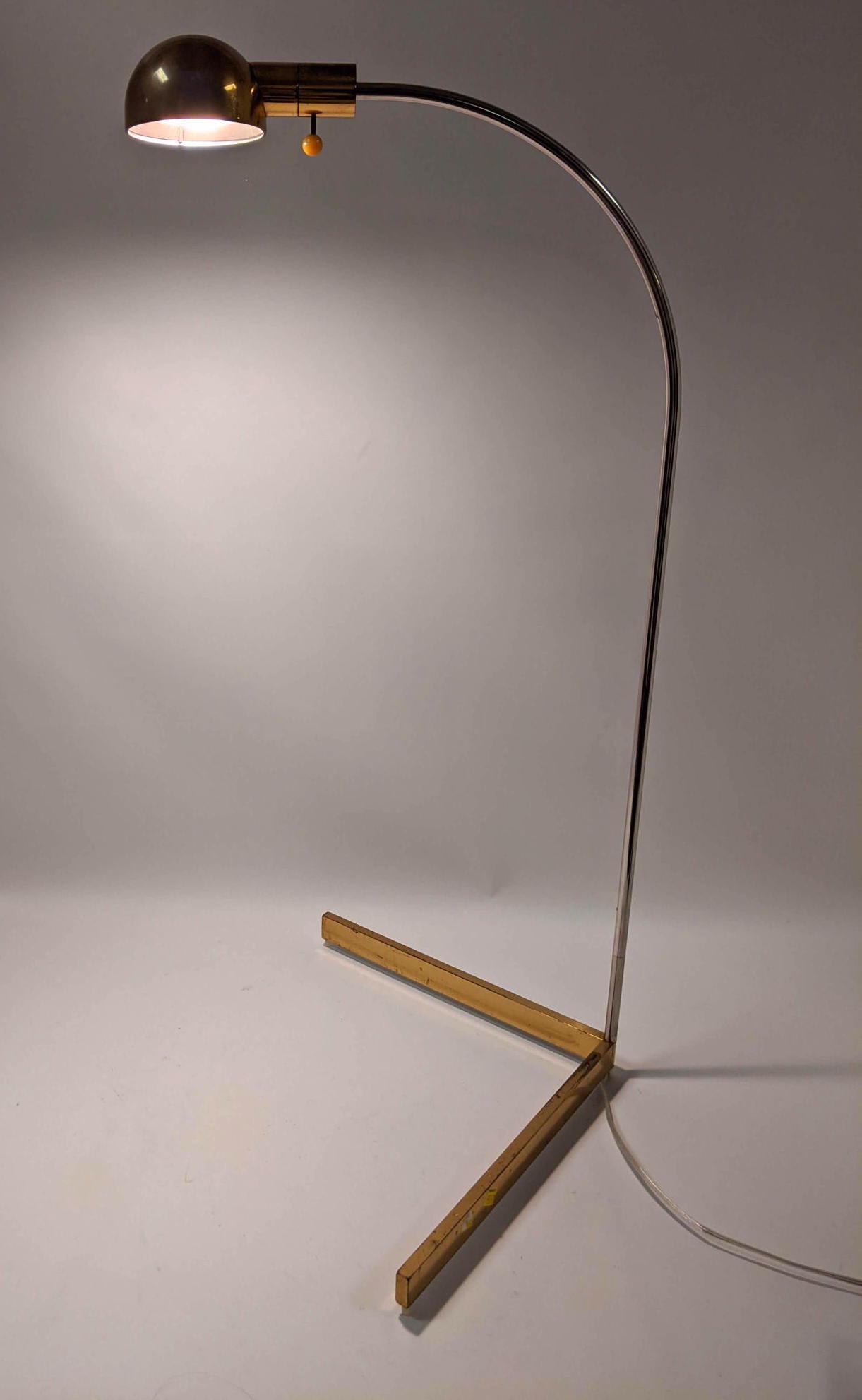CEDRIC HARTMAN Brass and Chrome Arched Rod Floor Lamp. (1 of 15)
