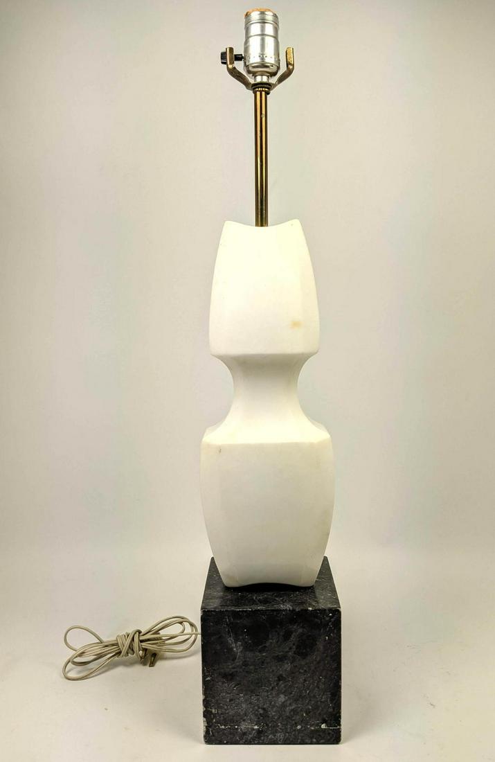 Sculptural Italian Marble Table Lamp.  White and Black (1 of 13)