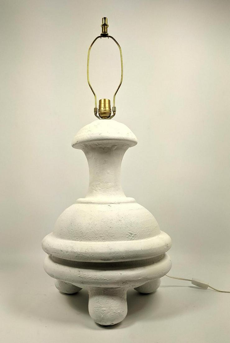 Giacometti Style White Pottery Table Lamp. Textured fin (1 of 10)