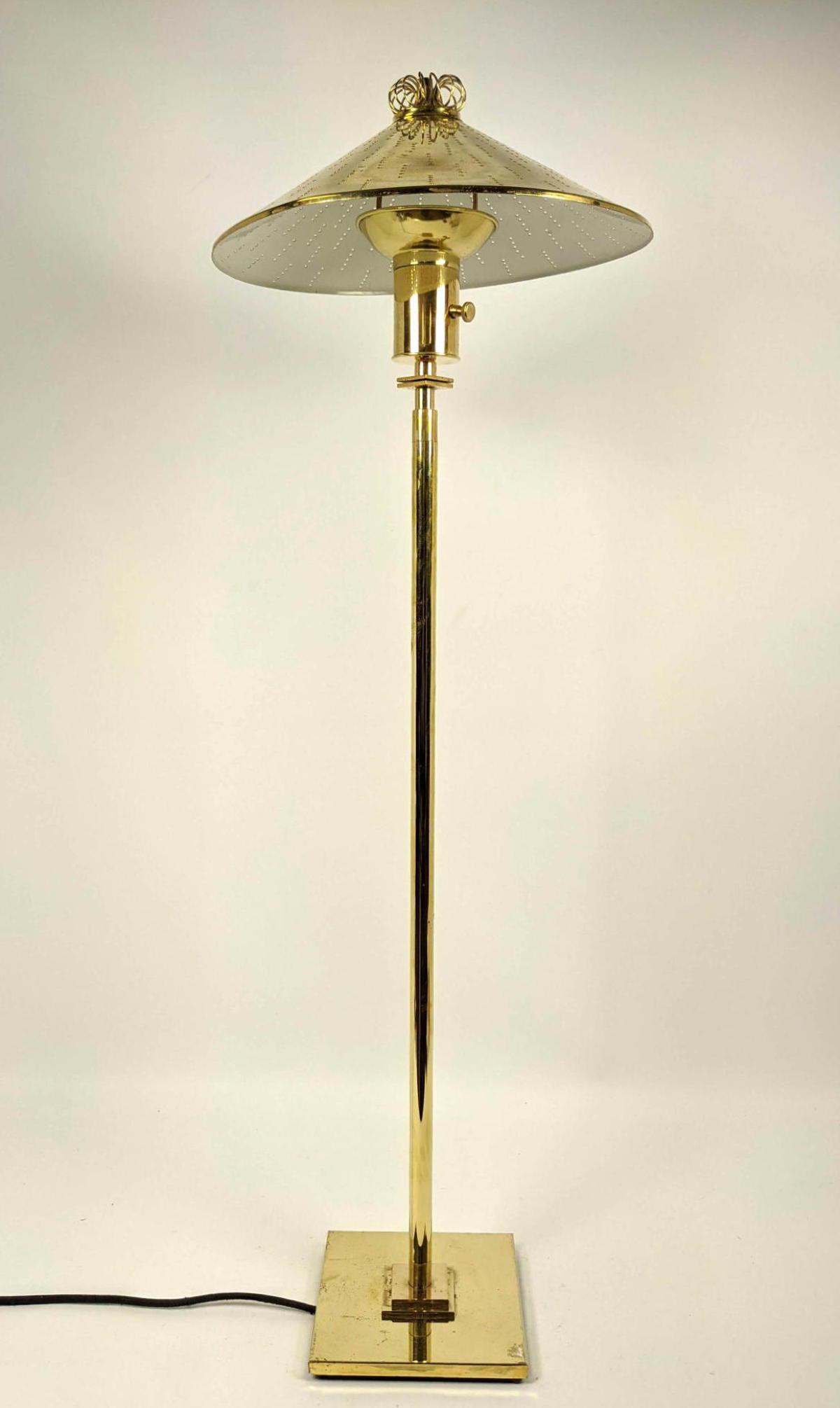 PAAVO TYNELL Style Polished Brass Floor Lamp. Pierced S (1 of 12)