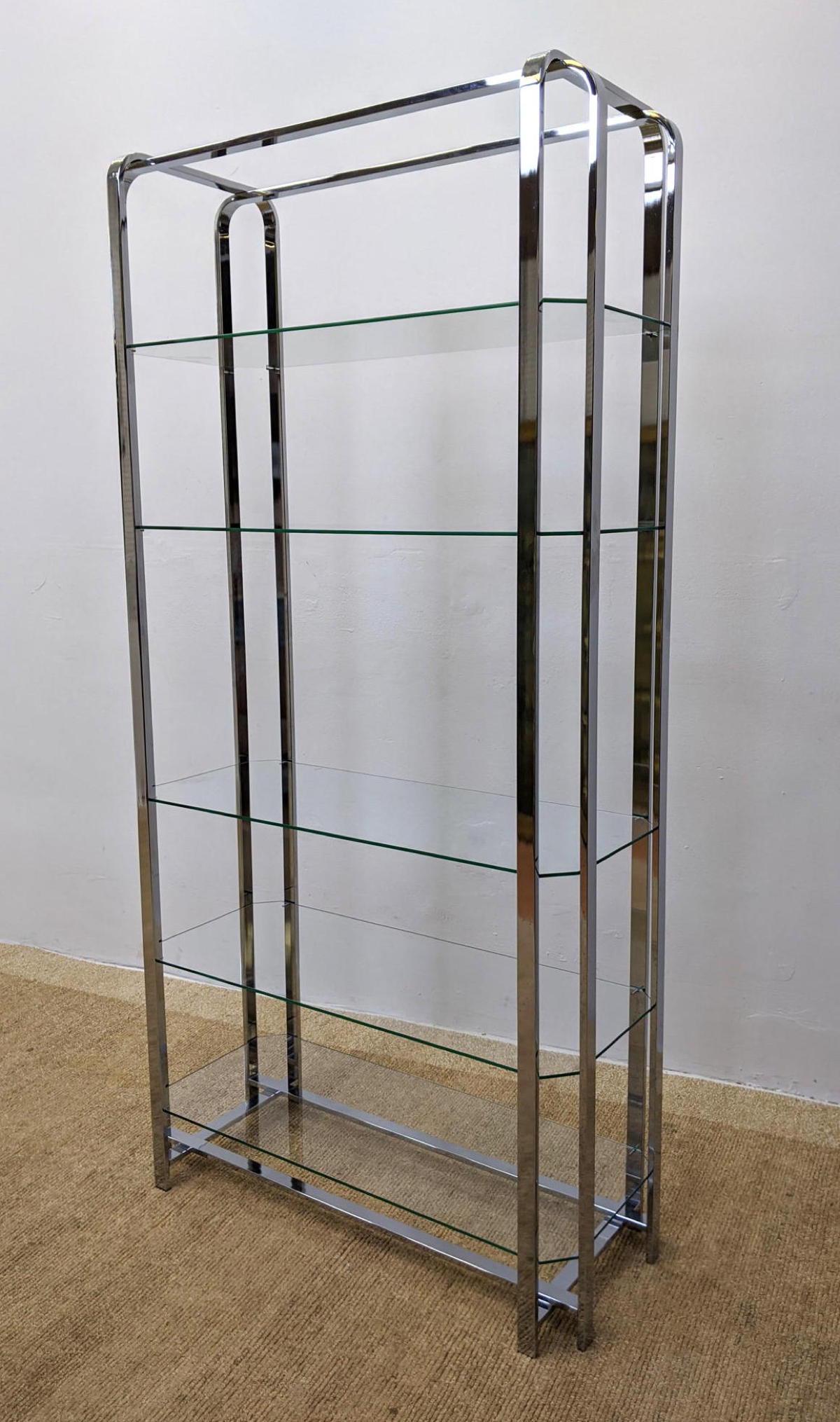 Heavy Chrome & Glass Etagere Display Shelf Unit. Milo B (1 of 10)