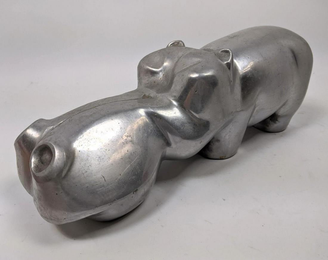 DAVID PARKIN Cast Aluminum Hippo Sculpture. Hippopotamu (1 of 9)