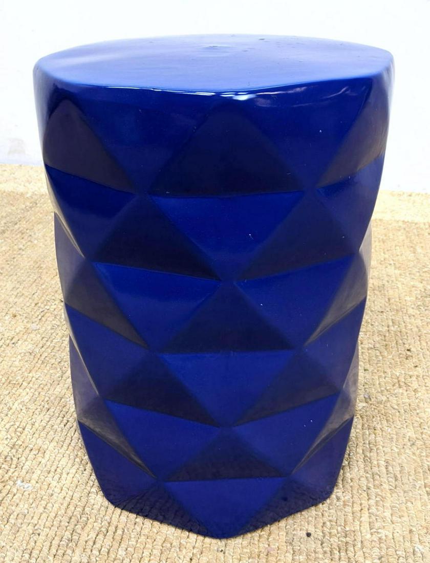 Blue Glazed Ceramic Pedestal Stand. Angled design. (1 of 7)