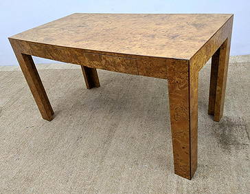Milo Baughman Style Burl Writing Desk with 2 Drawers. W (1 of 18)