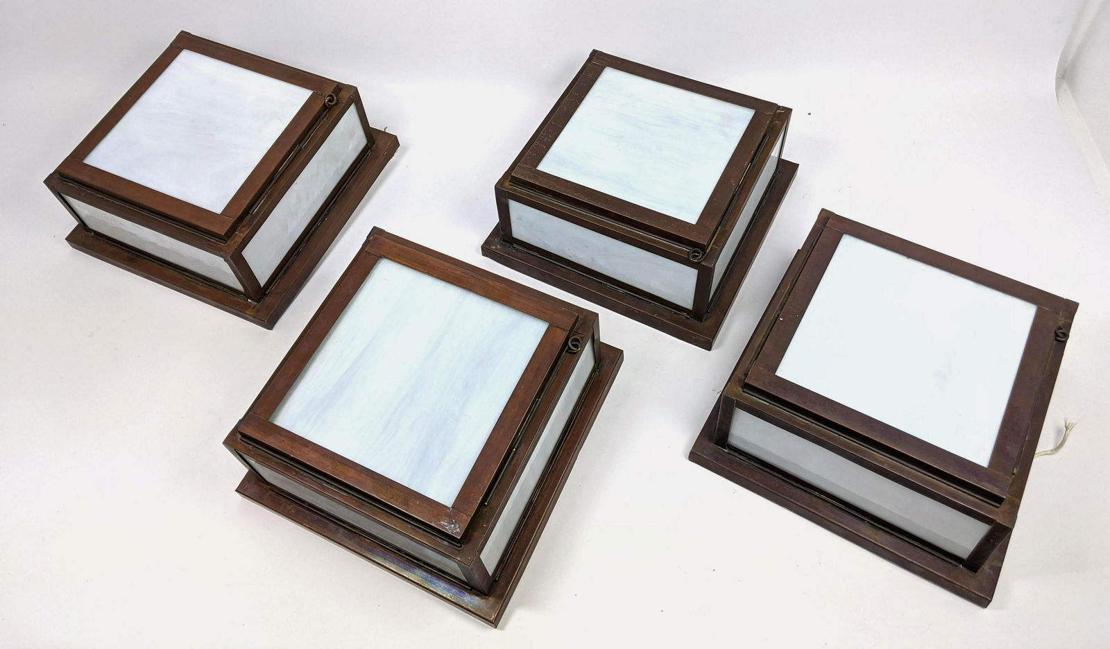 Set 4 Square Ceiling Mount Light Fixtures. Glass panels (1 of 4)