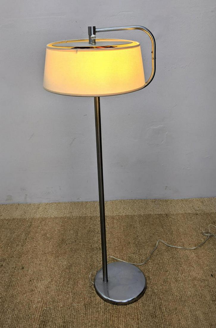 HANSEN NEW YORK Modernist Chrome Floor Lamp. Shade with (1 of 20)