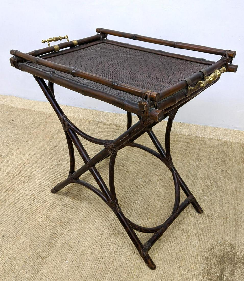 Bamboo and Rattan Tray Top Serving Cart Table. Dark Sta (1 of 13)