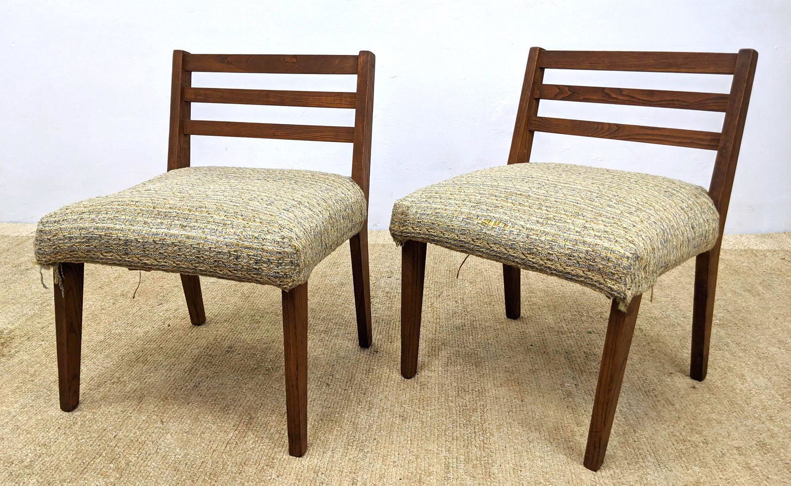 Two Modernist Wood Frame Chairs. Low ladder backs. (1 of 11)