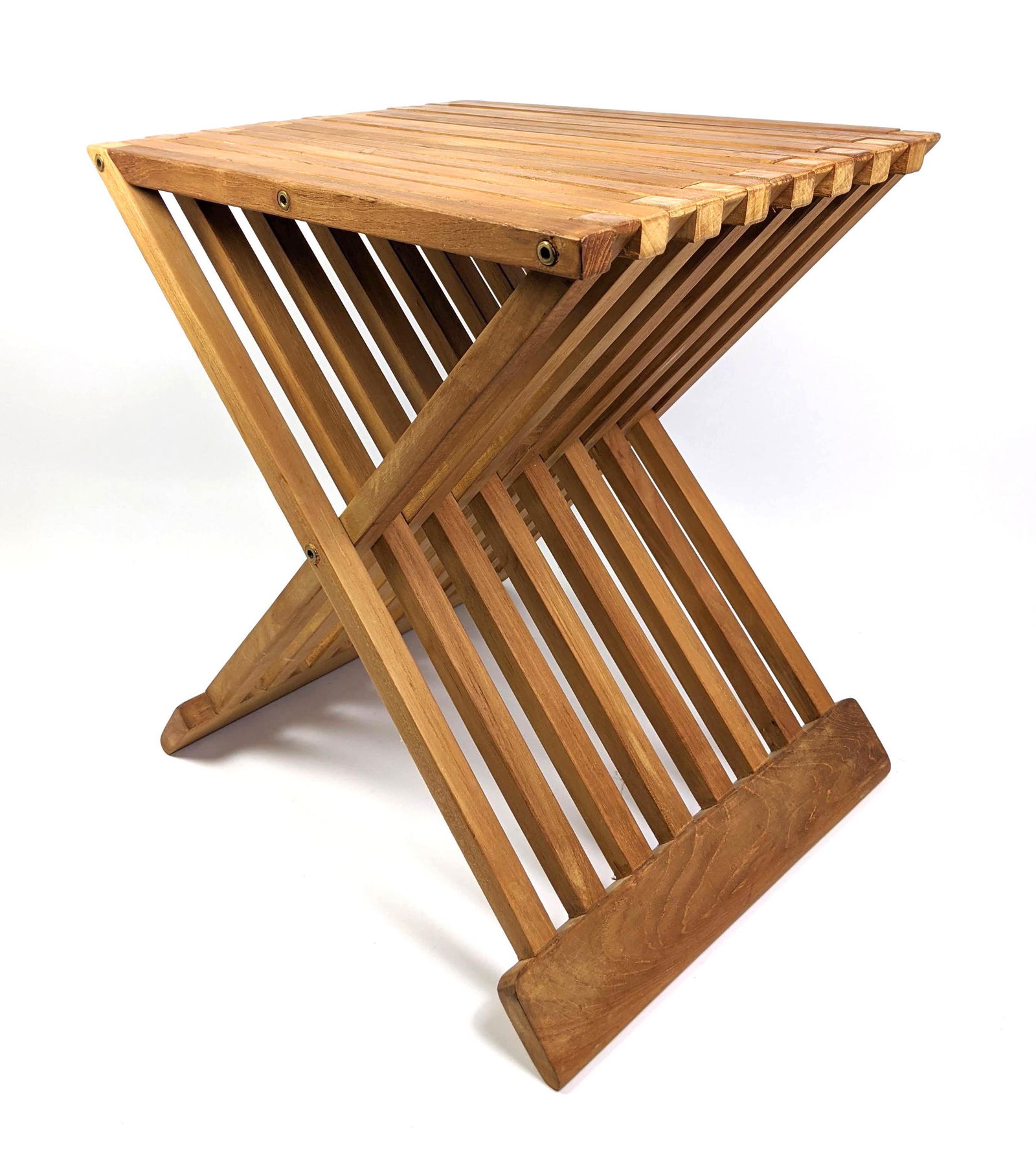 Teak Folding Stool Bench Table. Clever Design. Folds fo (1 of 12)