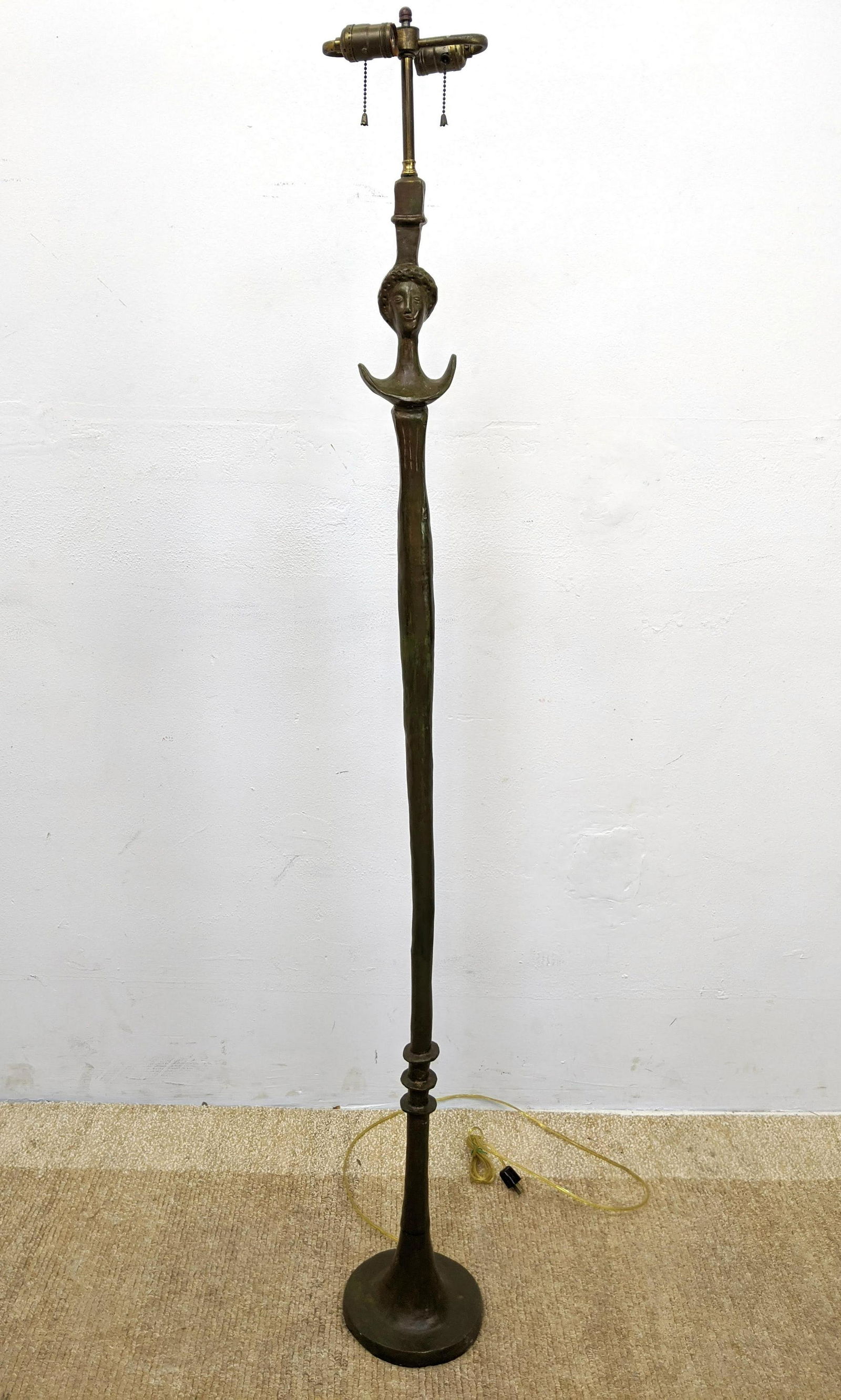 ALBERTO GIACOMETTI Style Bronze Figural Floor Lamp. 'Te (1 of 7)