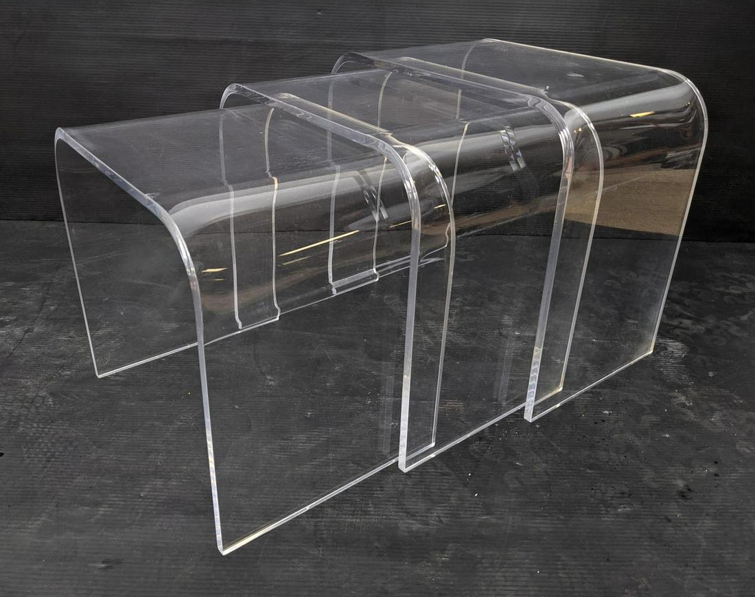 3pc Set Lucite Acrylic Nesting Tables. Arched Form. (1 of 7)