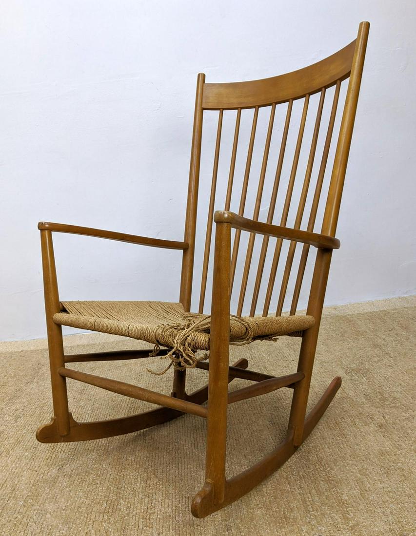 Hans Wegner Tall Spindle Back Wood Frame Rocker Rocking (1 of 12)