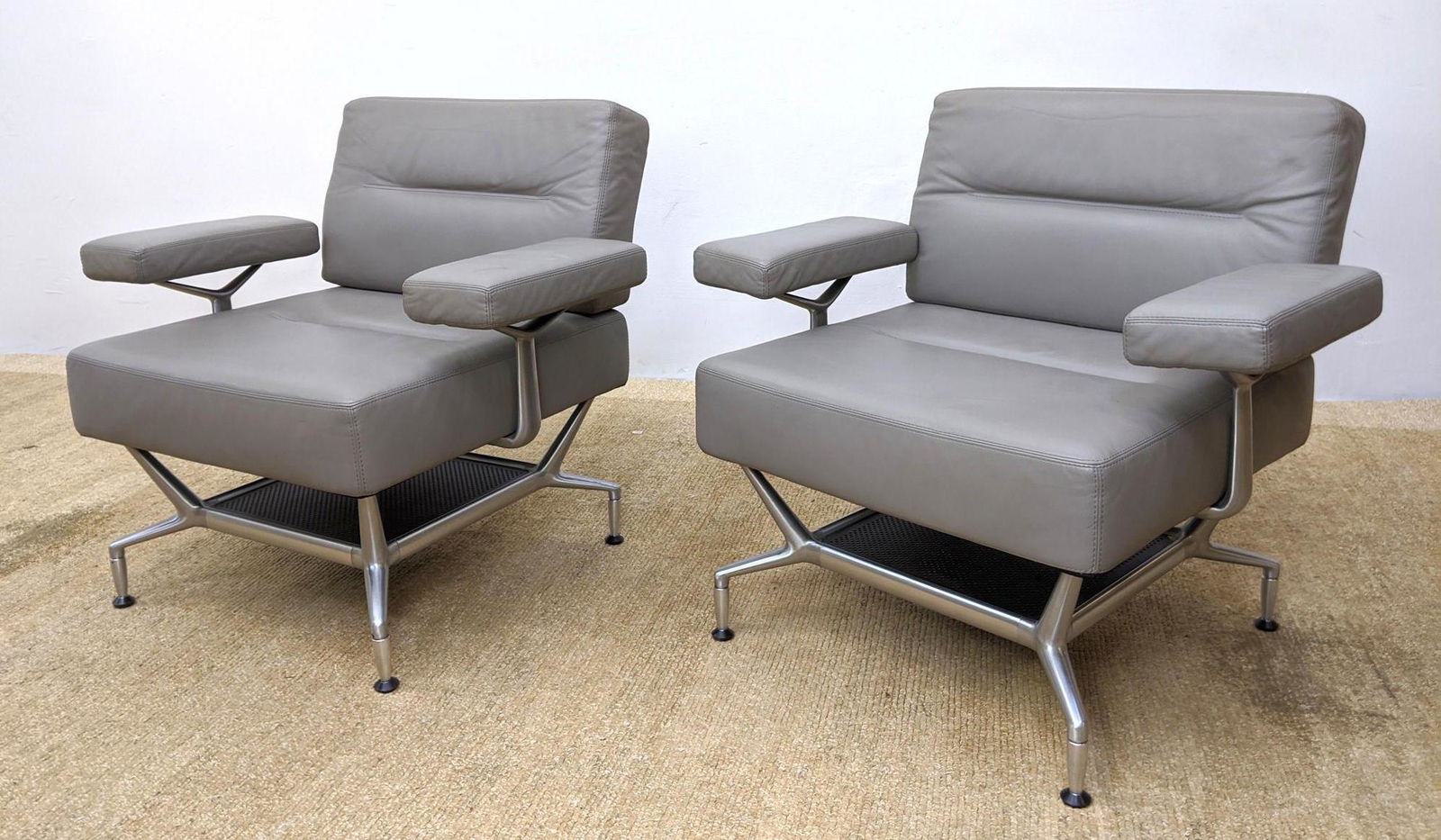 Pair KEILHAUER Lounge Chairs. Aluminum frames with leat (1 of 11)