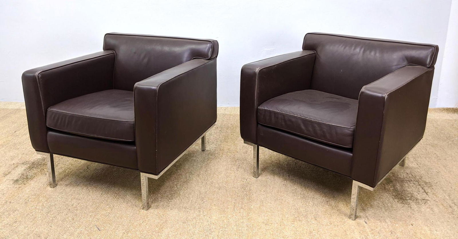 Pr TED BOERNER  Brown Leather Lounge Chairs. For DESIGN (1 of 16)