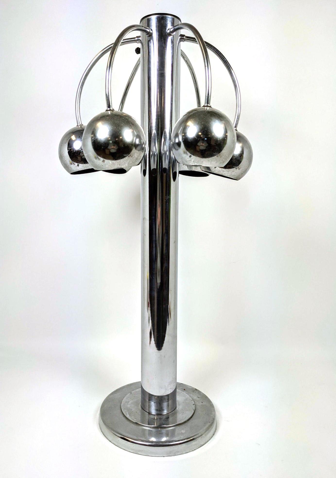 Mid Century Modern Chrome Ball Shade Table Lamp.  Arms (1 of 11)