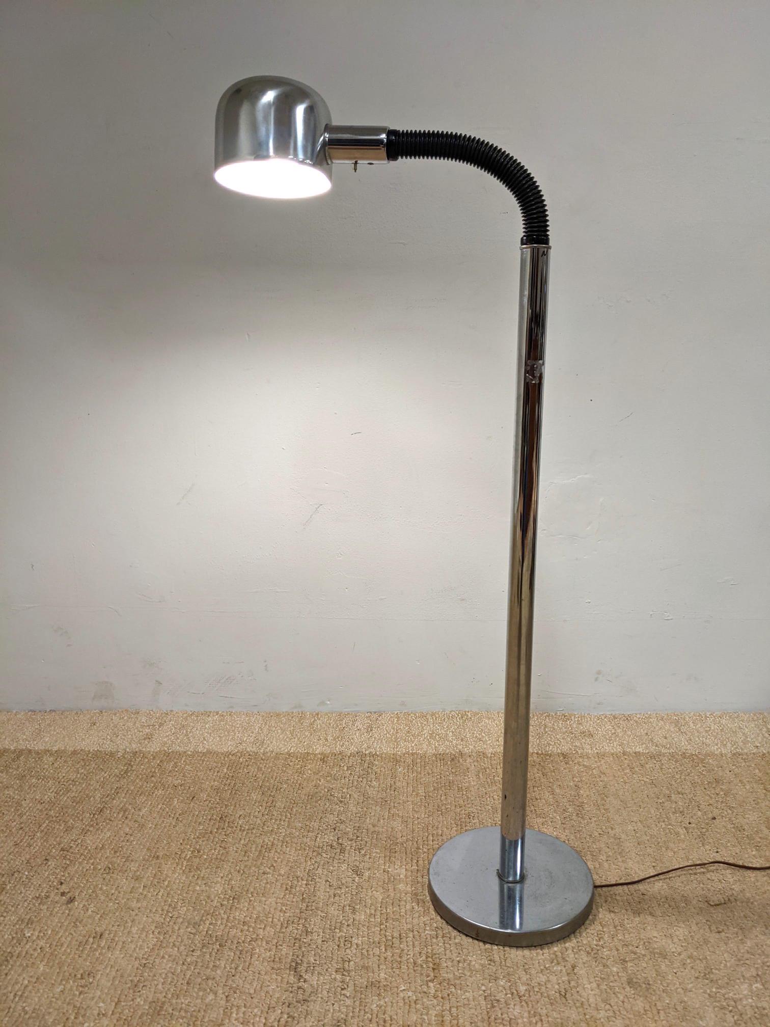 Mid Century Modern Chrome Floor Lamp with Goose Neck. (1 of 13)