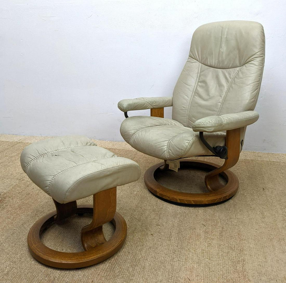J E EKORNES Lounge Chair and Ottoman. (1 of 15)