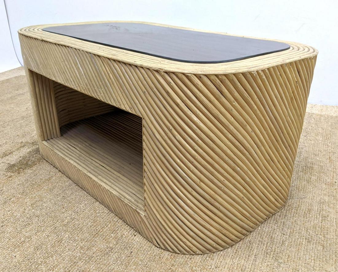 MIAMI MODERNISM Banded Bamboo Cocktail Table. Glass top (1 of 9)