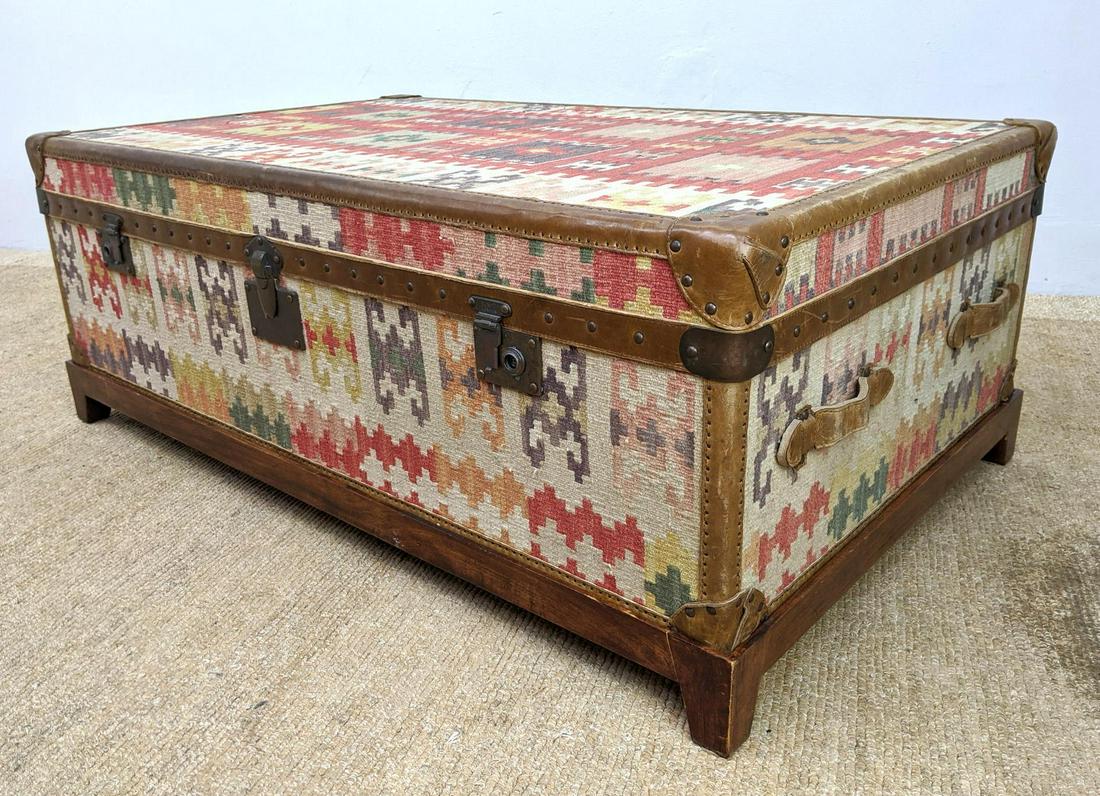 BOND LONDON Kilim Trunk Coffee Cocktail Table. Leather (1 of 15)
