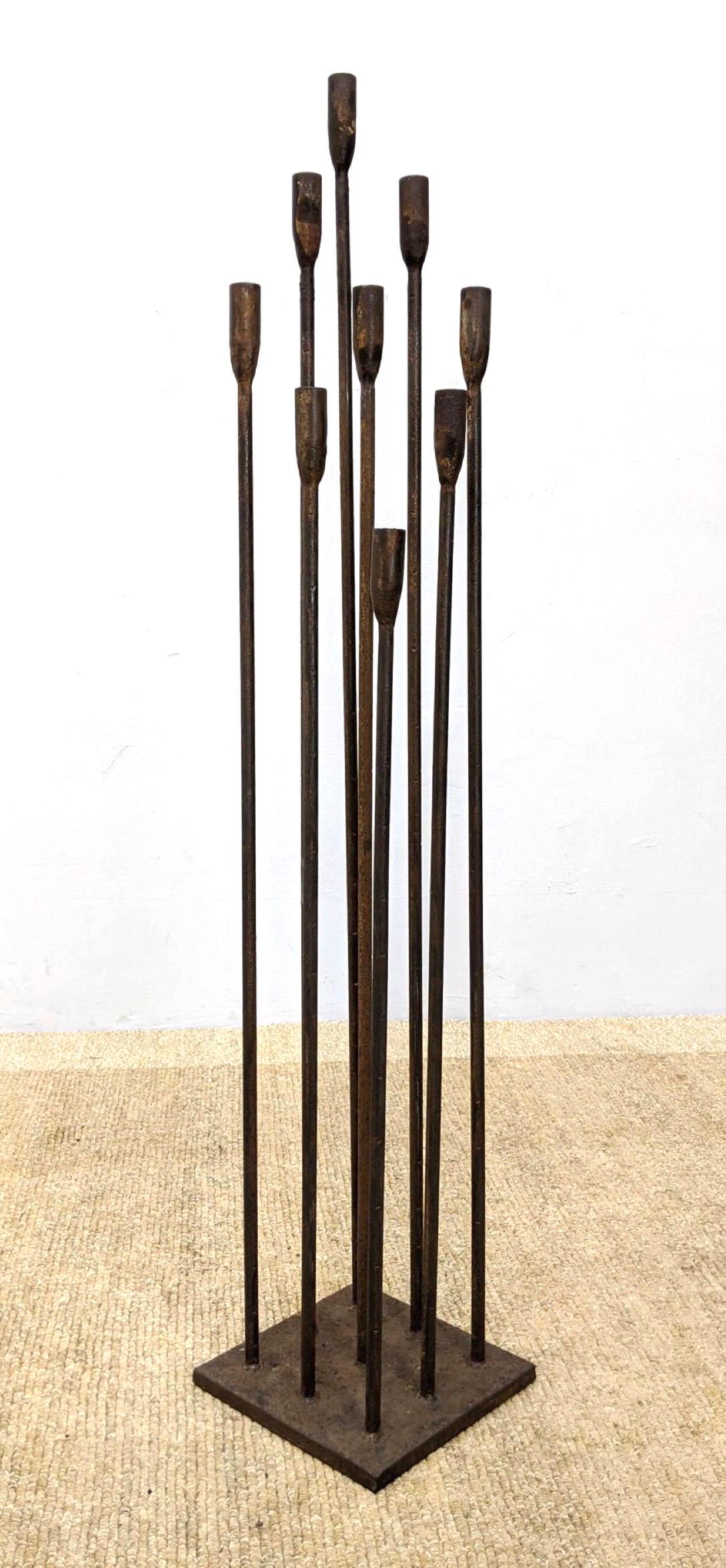 Modernist Welded Iron Floor Sculpture.  Candleholder. (1 of 9)