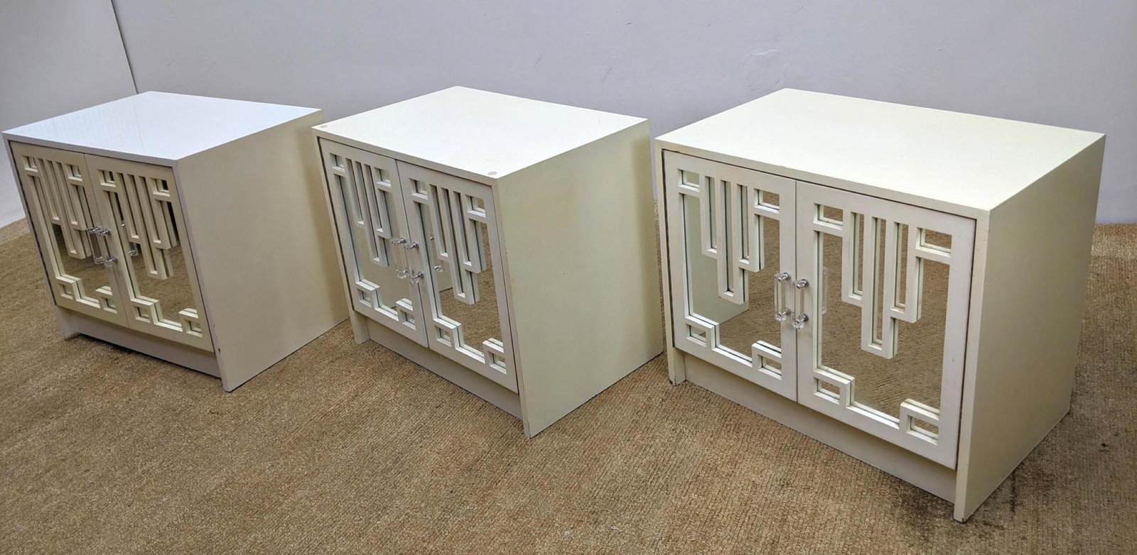 3pc 70s Modern Mirror Front Cabinets. Facades with wood (1 of 17)
