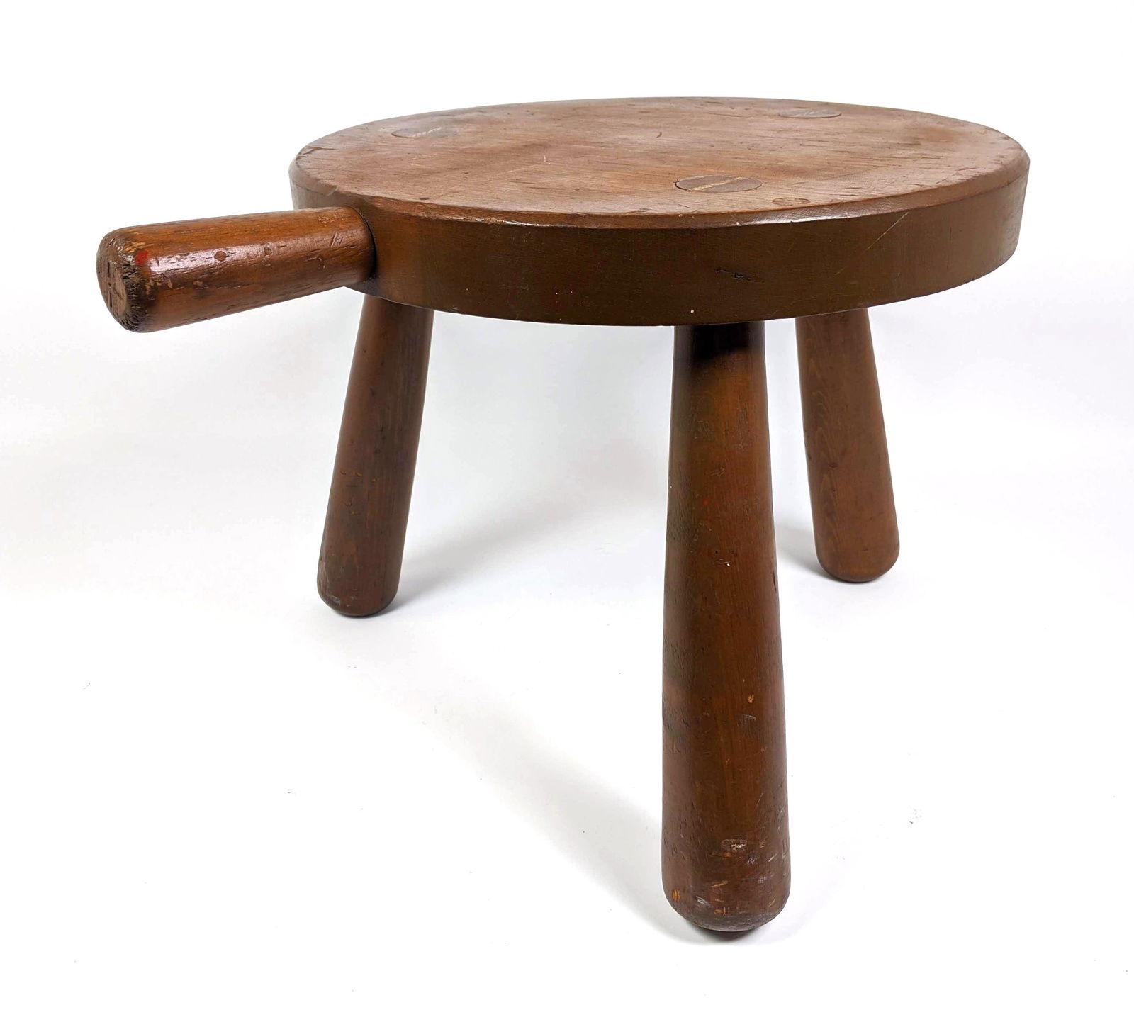 A H HALL 1950 Wood Milking Stool.  Handmade and signed (1 of 12)