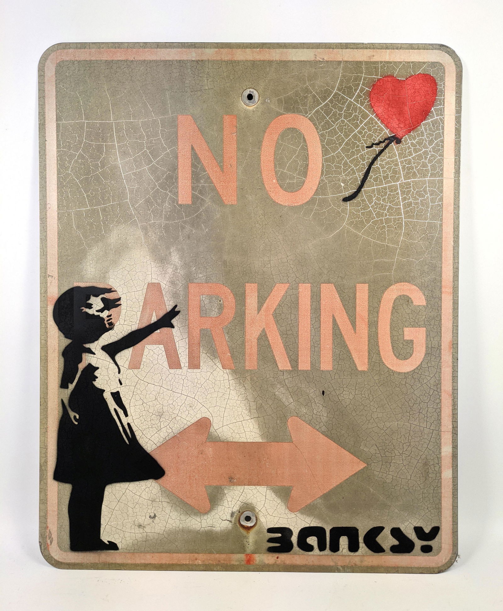 Graffiti Art on Street Sign.  Girl with Balloon. (1 of 9)