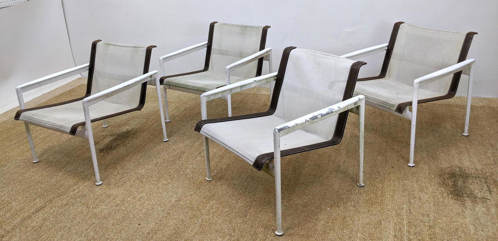 Set 4 RICHARD SCHULTZ Arm Lounge Chairs. Sling mesh Sea (1 of 16)