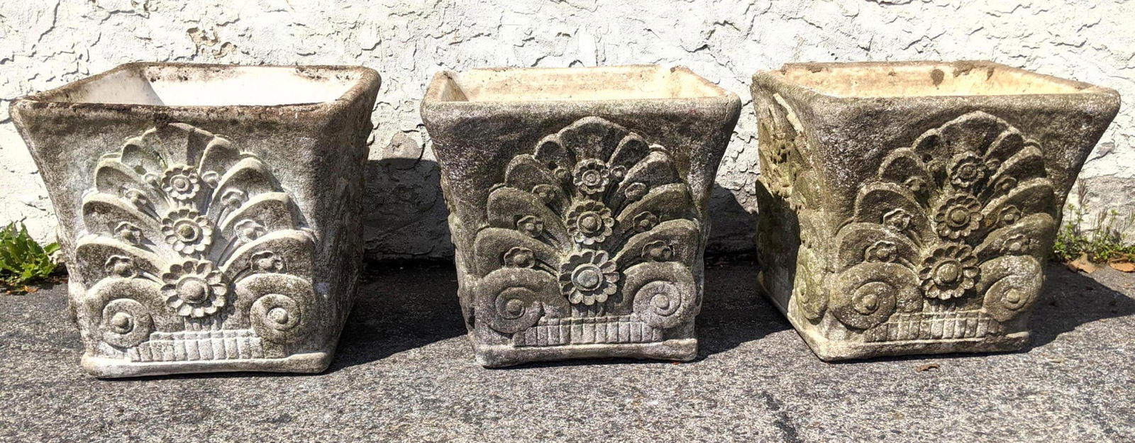 Grouping of 3 Cast Concrete Art Deco Planters. Art Deco (1 of 11)