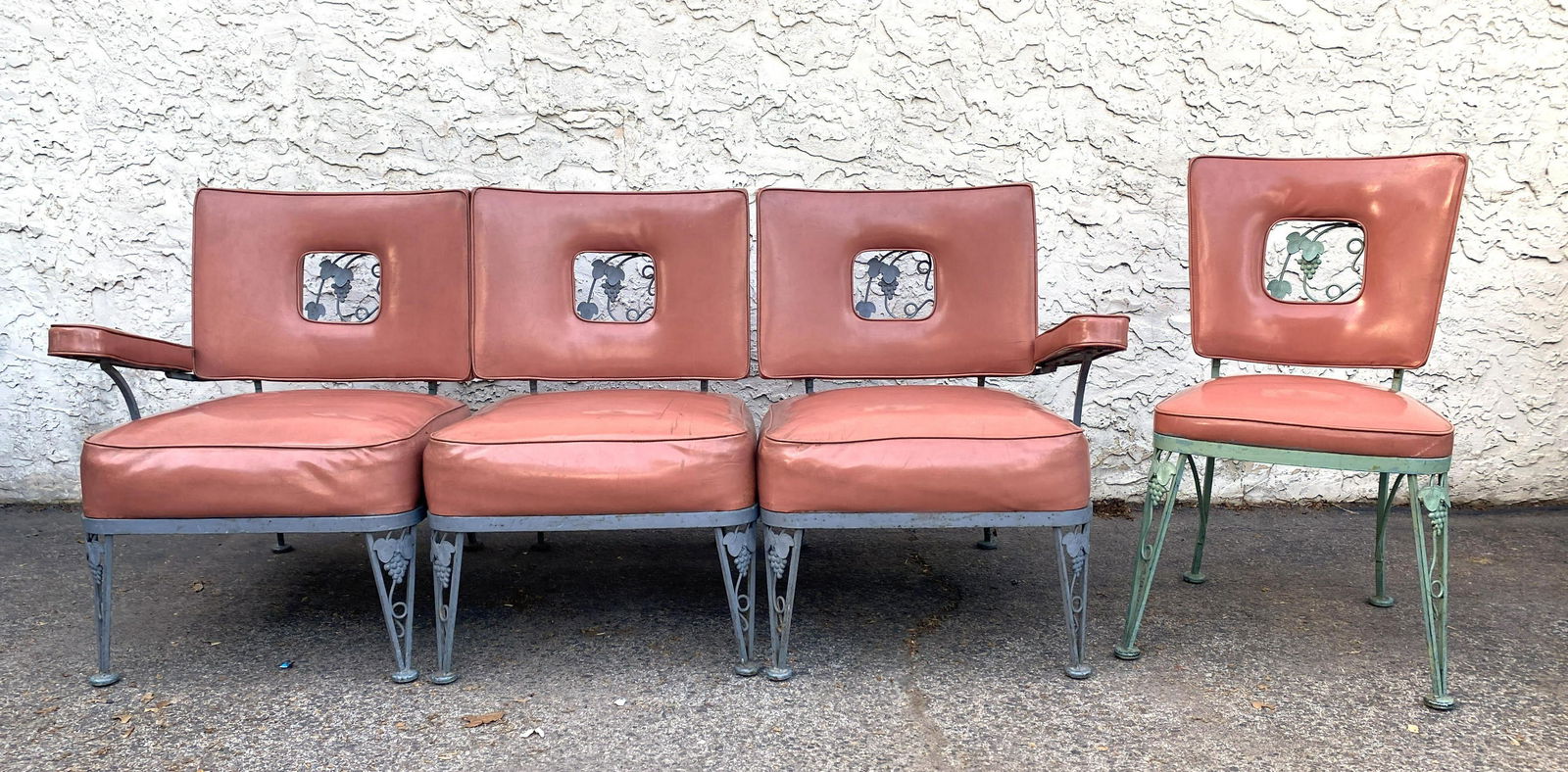 4pcs WOODARD: 3 Section Sofa Couch and a Chair. Vinyl u (1 of 15)