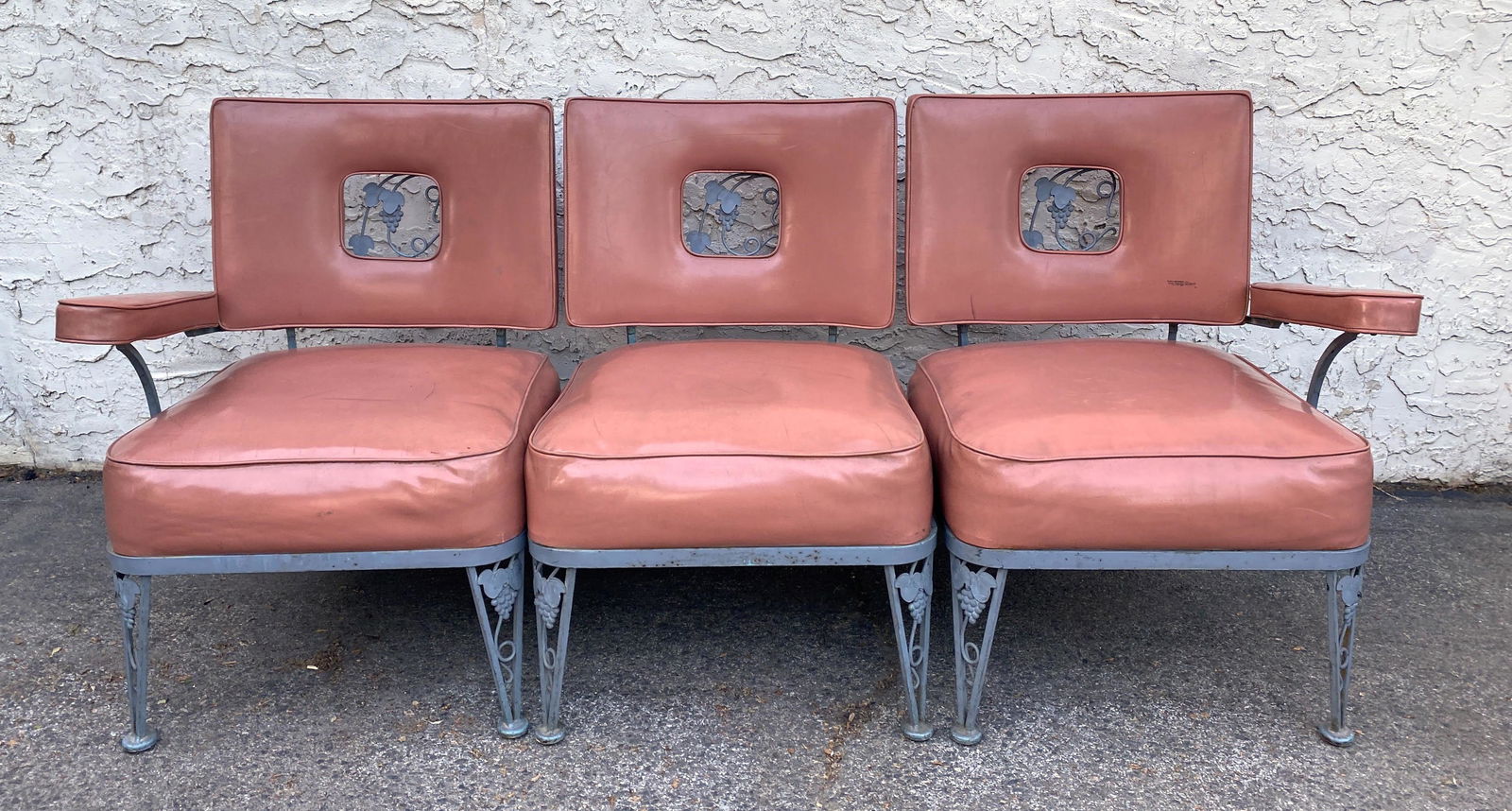 3pcs WOODARD: 3 Section Sofa Couch. Vinyl upholstery. (1 of 12)